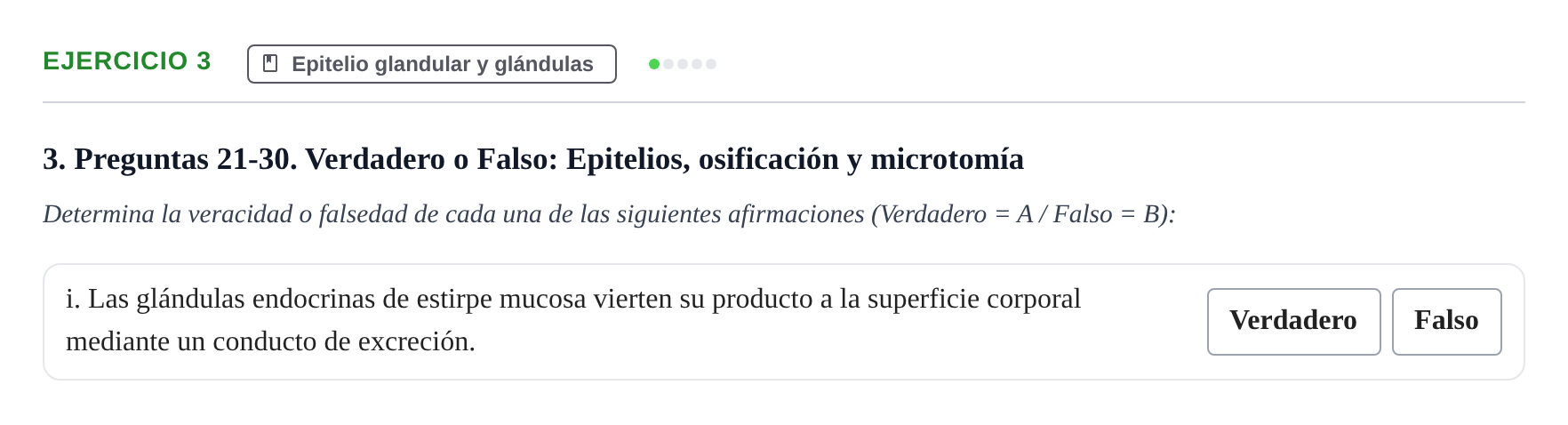 Enunciado: Ejercicio 3 - Epitelio glandular y glándulas · Histología UAB Examen parcial de Histología Médica (Permutación 1)