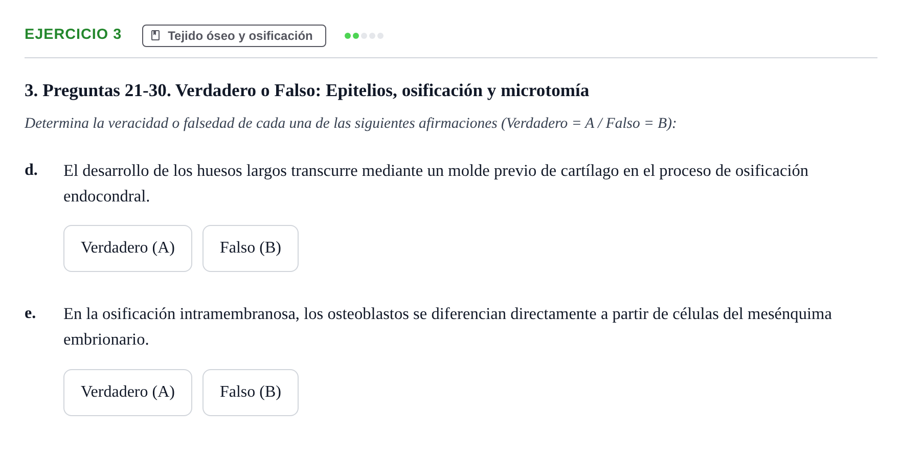 Enunciado: Ejercicio 3 - Tejido óseo y osificación · Histología UAB Examen parcial de Histología Médica (Permutación 1)