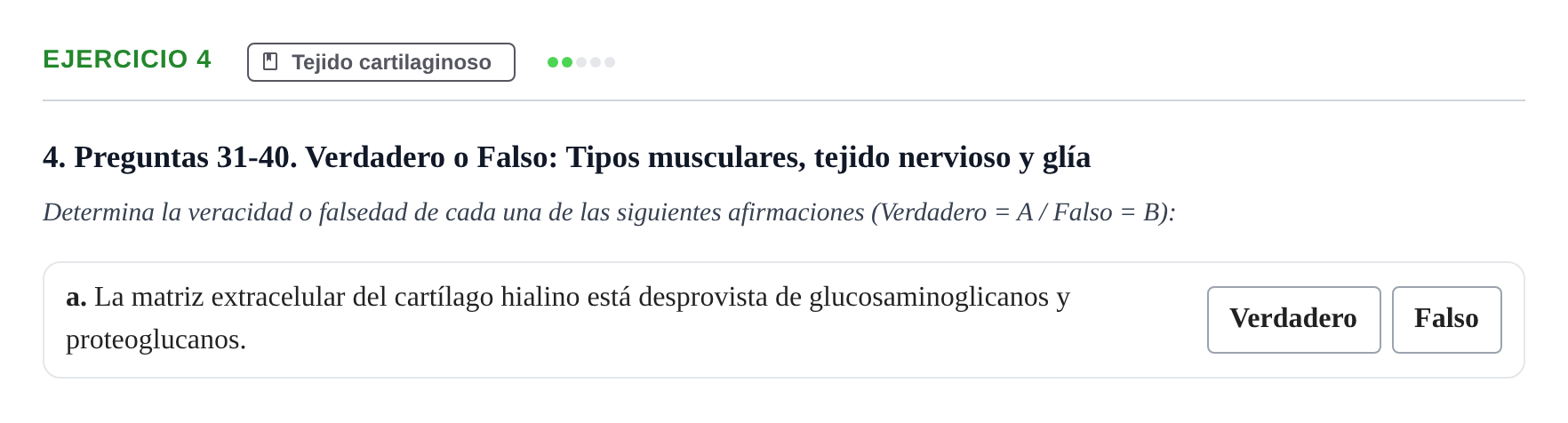 Enunciado: Ejercicio 4 - Tejido cartilaginoso · Histología UAB Examen parcial de Histología Médica (Permutación 1)