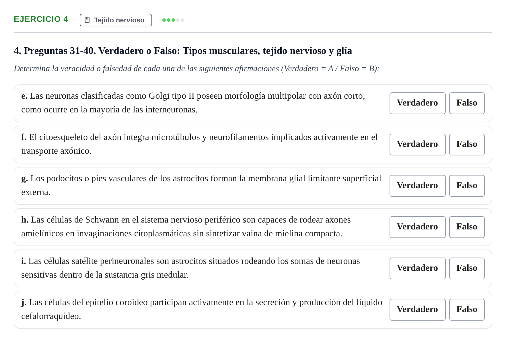 Enunciado: Ejercicio 4 - Tejido nervioso · Histología UAB Examen parcial de Histología Médica (Permutación 1)
