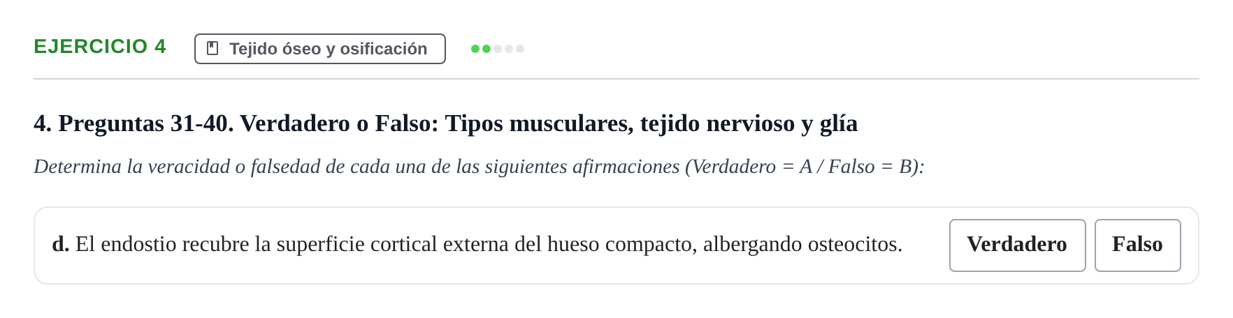 Enunciado: Ejercicio 4 - Tejido óseo y osificación · Histología UAB Examen parcial de Histología Médica (Permutación 1)