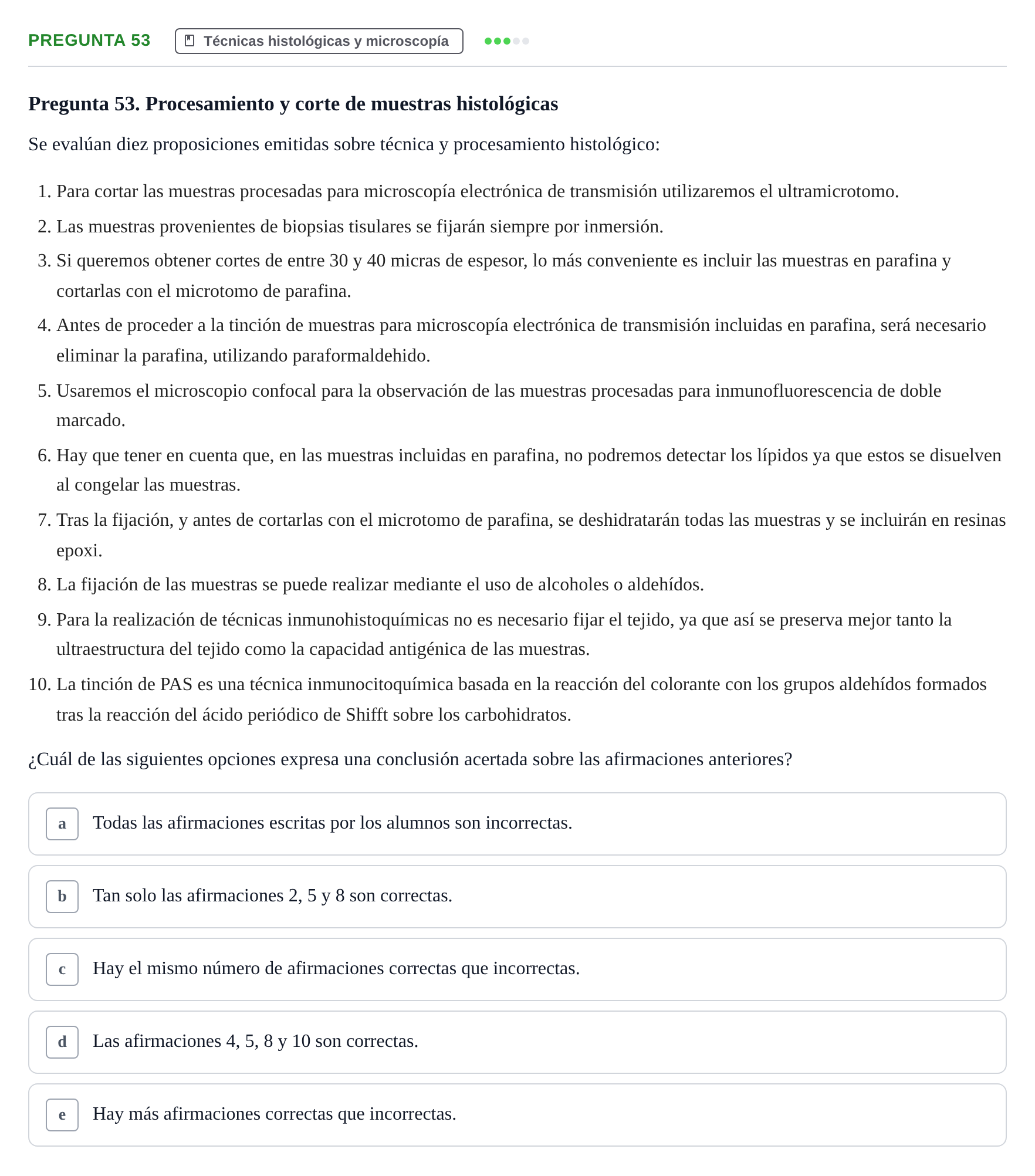 Enunciado: Pregunta 53 · Histología UAB Examen parcial de Histología Médica (Permutación 1)