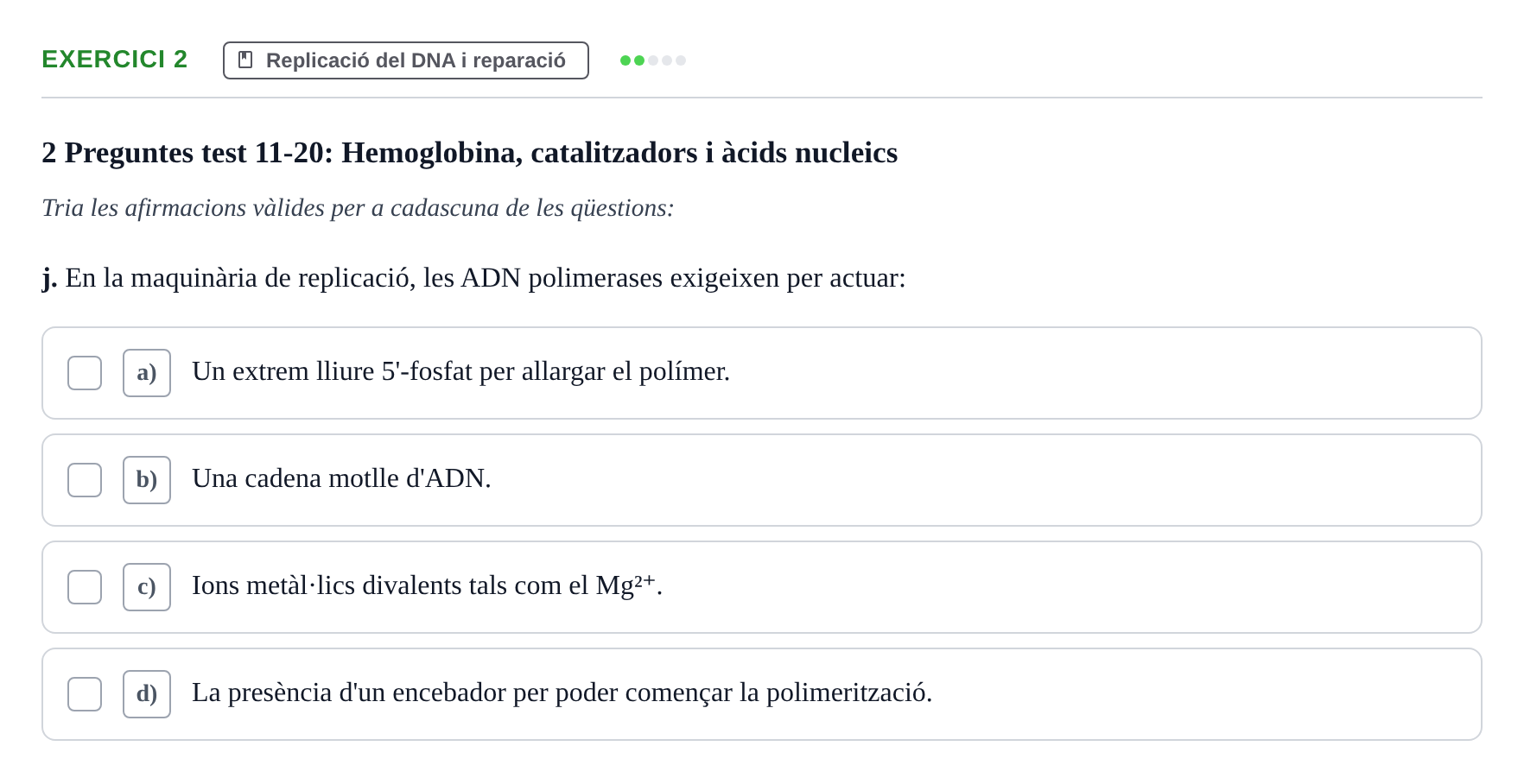 Enunciado: Ejercicio 2 - Replicació del DNA i reparació · Bioquímica Estructural i Biologia Molecular UAB Setembre 2009