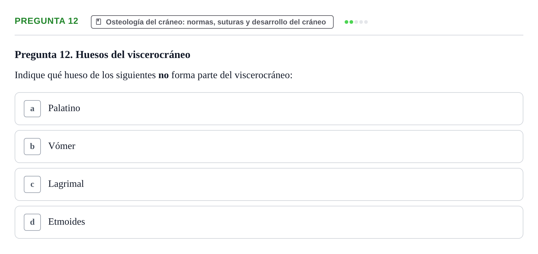 Enunciado: Pregunta 12 · Anatomia Humana: Cardiovascular, Cap i Coll UAB 2024