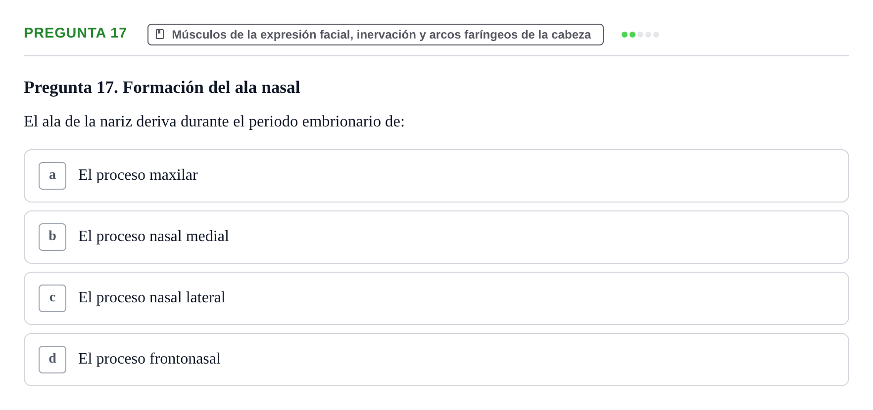 Enunciado: Pregunta 17 · Anatomia Humana: Cardiovascular, Cap i Coll UAB 2024