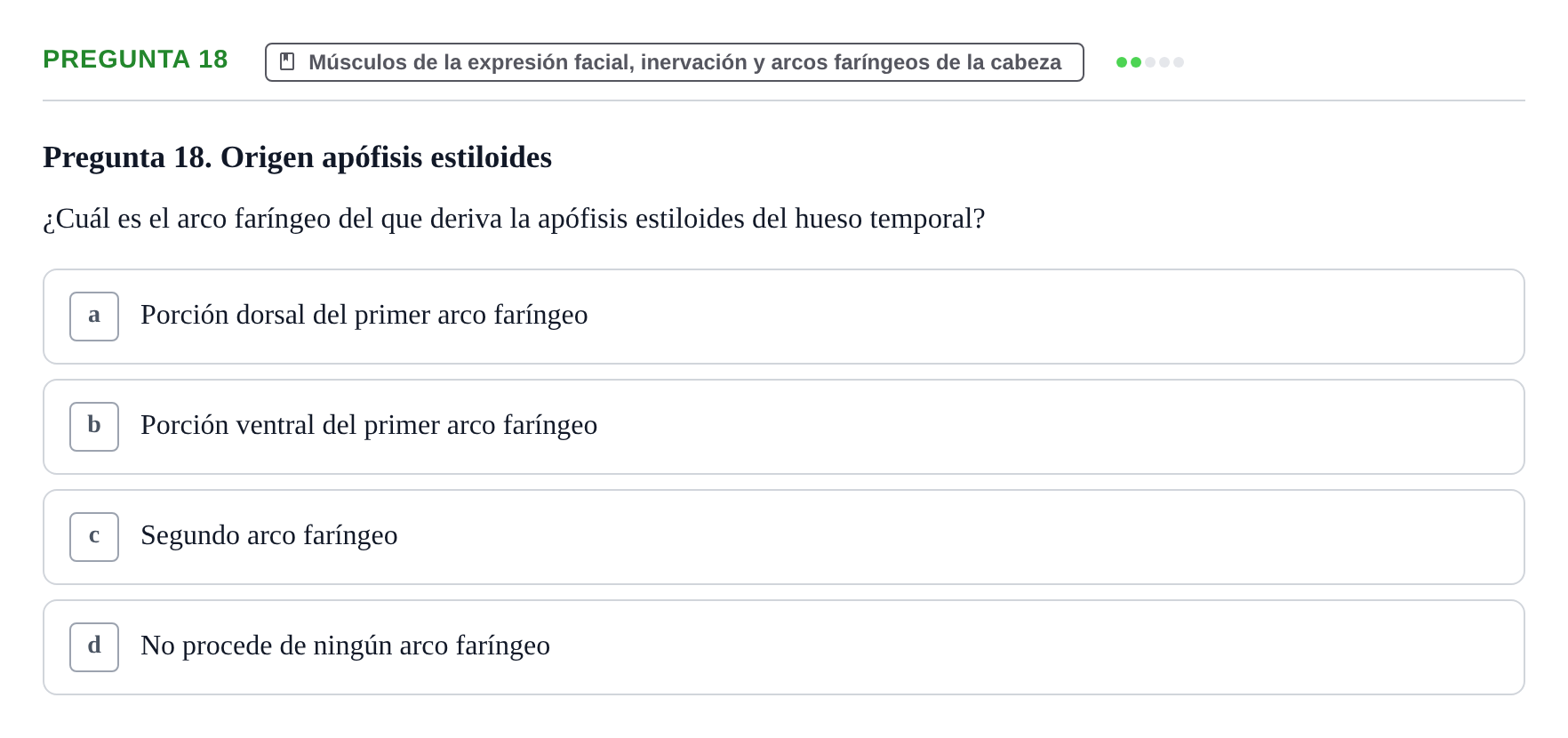 Enunciado: Pregunta 18 · Anatomia Humana: Cardiovascular, Cap i Coll UAB 2024
