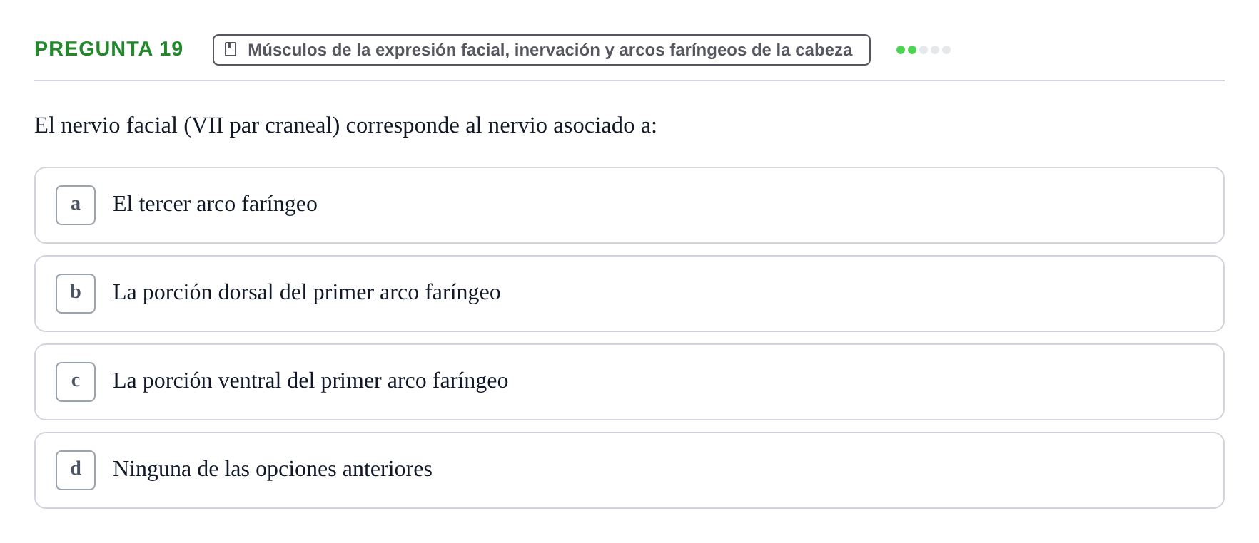 Enunciado: Pregunta 19 · Anatomia Humana: Cardiovascular, Cap i Coll UAB 2024