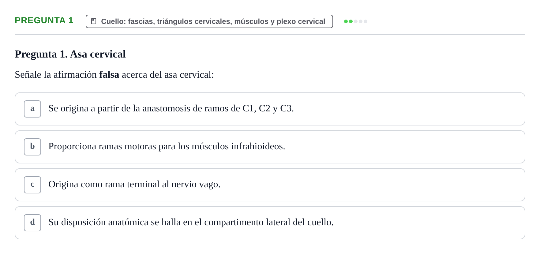 Enunciado: Pregunta 1 · Anatomia Humana: Cardiovascular, Cap i Coll UAB 2024