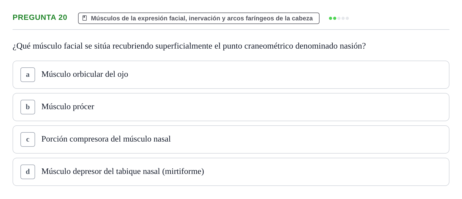 Enunciado: Pregunta 20 · Anatomia Humana: Cardiovascular, Cap i Coll UAB 2024