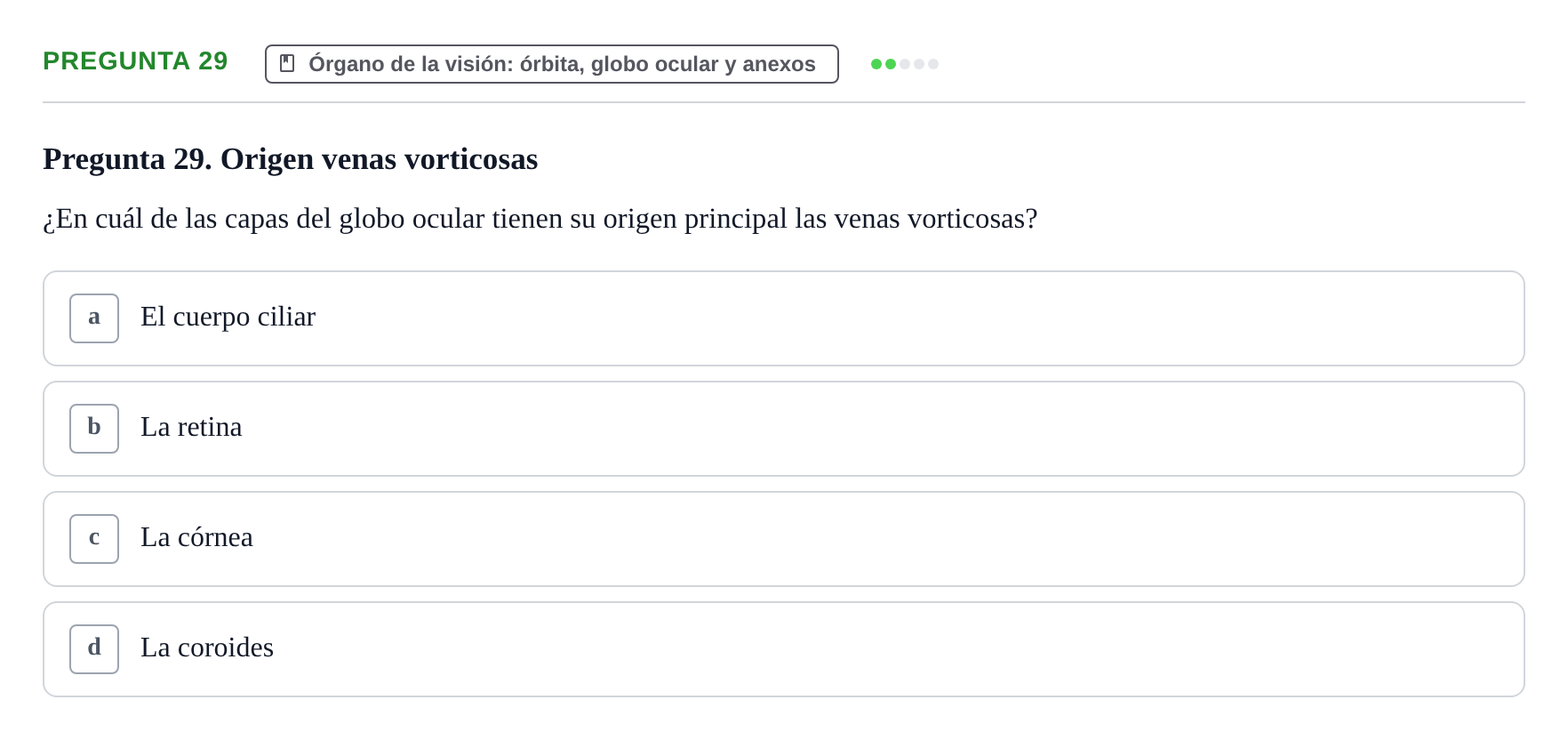 Enunciado: Pregunta 29 · Anatomia Humana: Cardiovascular, Cap i Coll UAB 2024