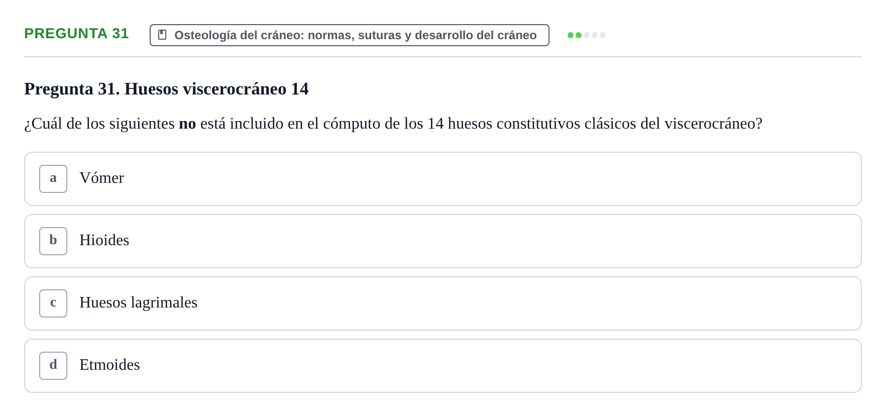 Enunciado: Pregunta 31 · Anatomia Humana: Cardiovascular, Cap i Coll UAB 2024