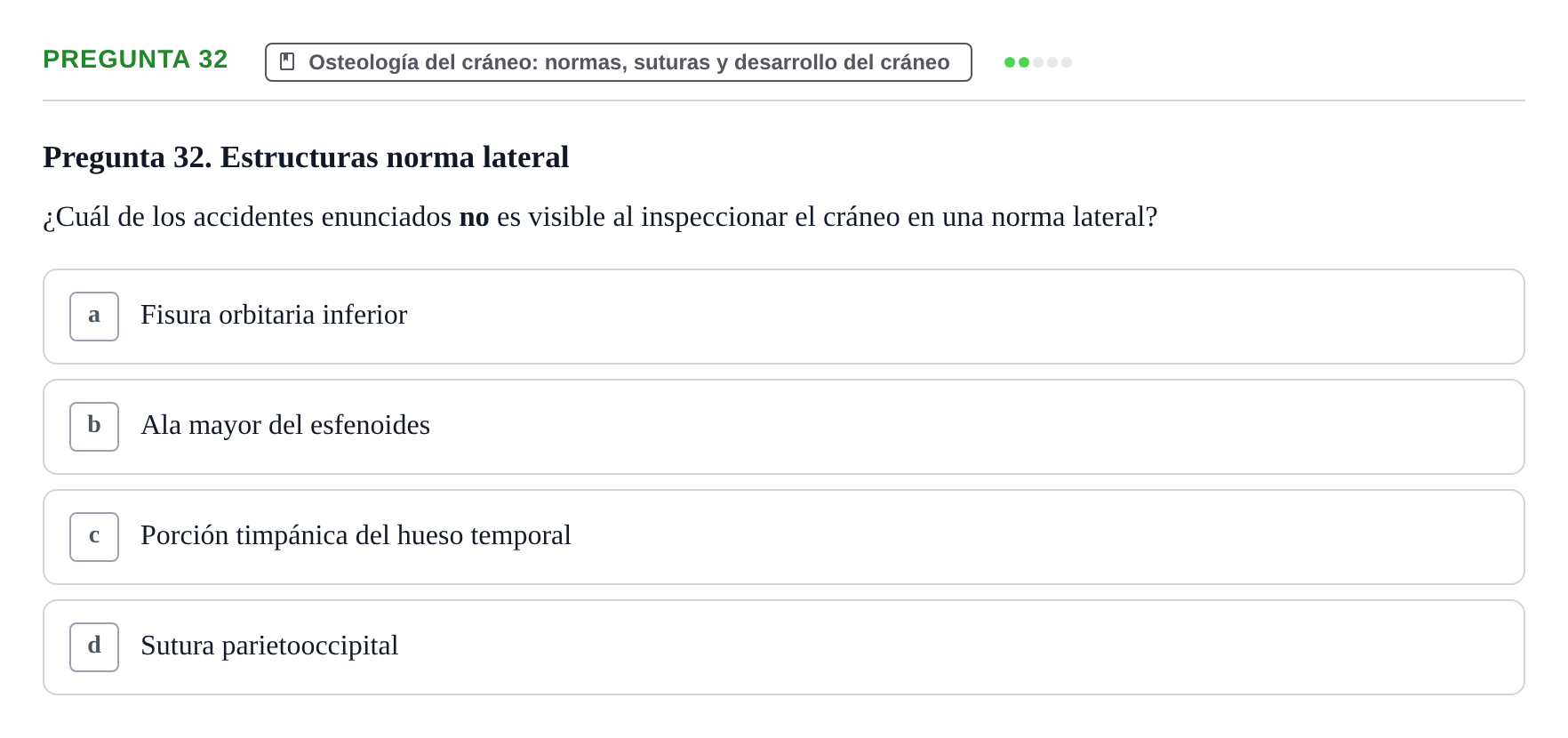 Enunciado: Pregunta 32 · Anatomia Humana: Cardiovascular, Cap i Coll UAB 2024