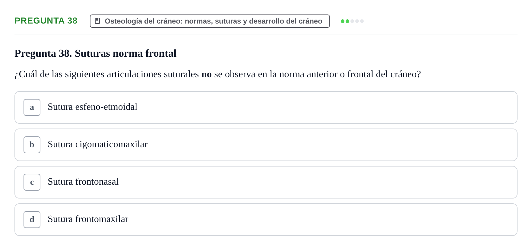 Enunciado: Pregunta 38 · Anatomia Humana: Cardiovascular, Cap i Coll UAB 2024
