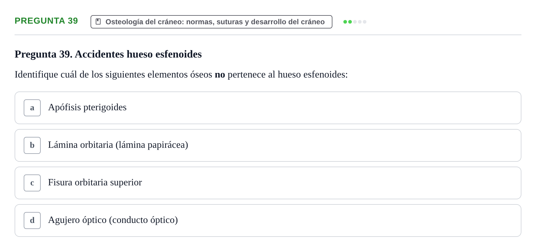Enunciado: Pregunta 39 · Anatomia Humana: Cardiovascular, Cap i Coll UAB 2024