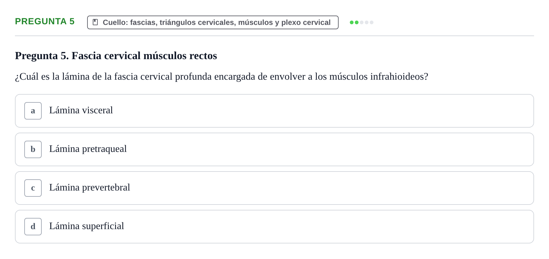 Enunciado: Pregunta 5 · Anatomia Humana: Cardiovascular, Cap i Coll UAB 2024