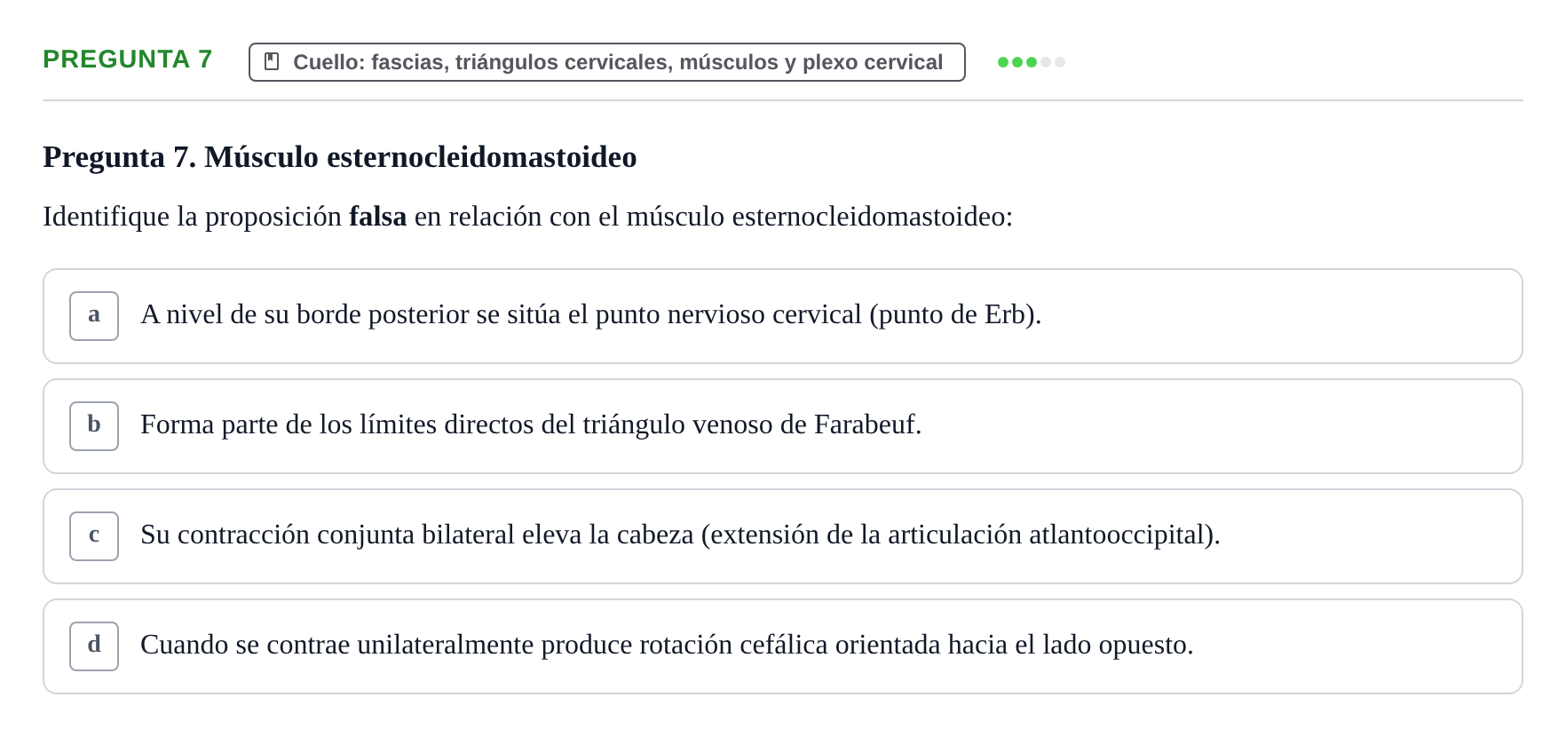 Enunciado: Pregunta 7 · Anatomia Humana: Cardiovascular, Cap i Coll UAB 2024