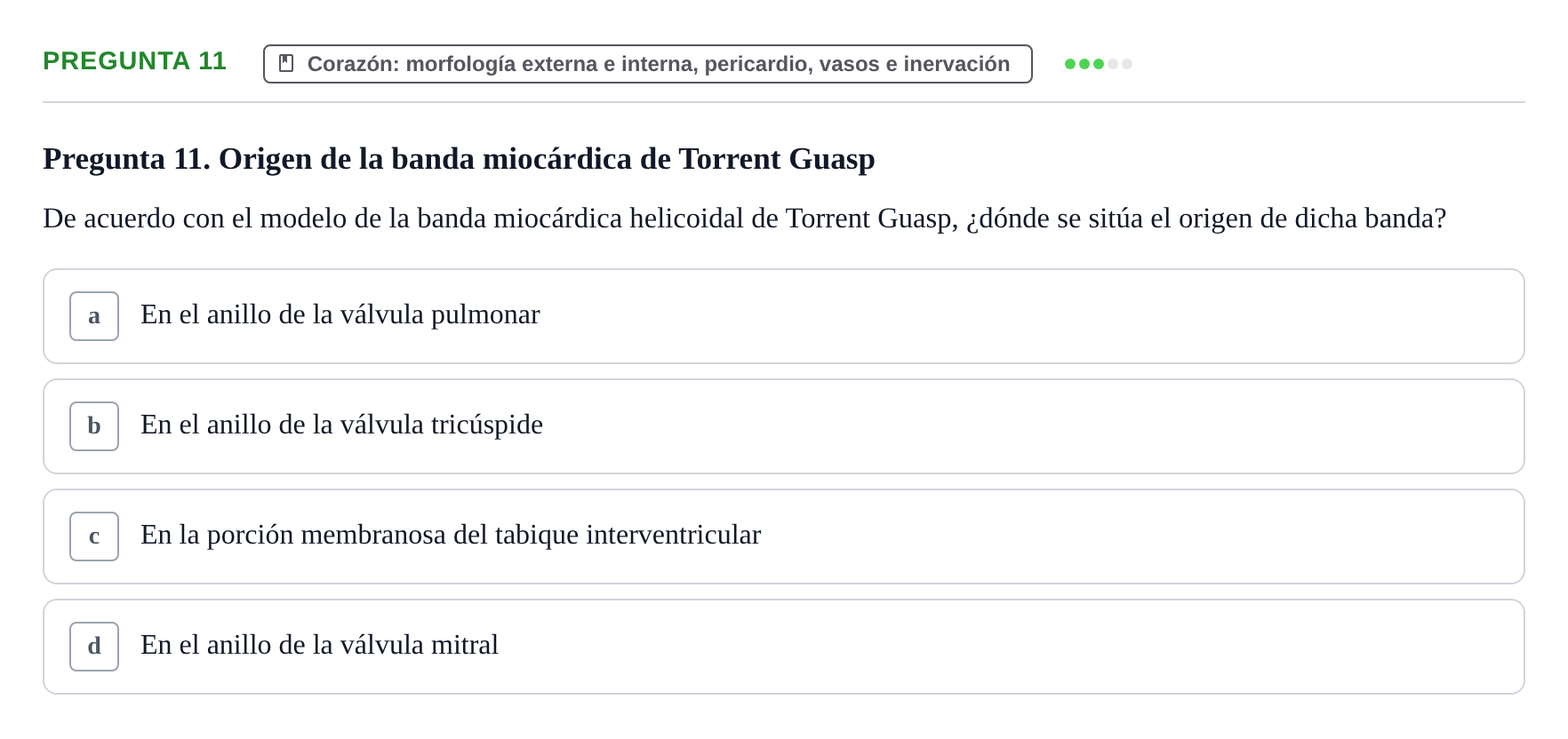 Enunciado: Pregunta 11 · Anatomia Humana: Cardiovascular, Cap i Coll UAB 2021