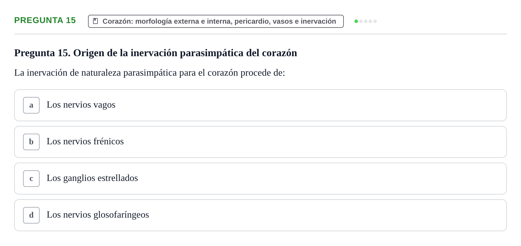 Enunciado: Pregunta 15 · Anatomia Humana: Cardiovascular, Cap i Coll UAB 2021