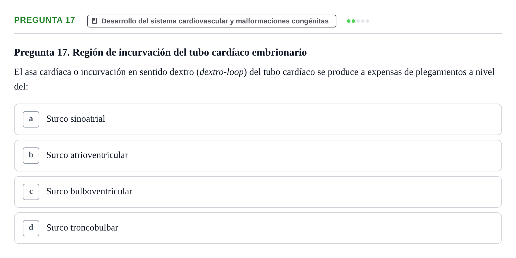 Enunciado: Pregunta 17 · Anatomia Humana: Cardiovascular, Cap i Coll UAB 2021