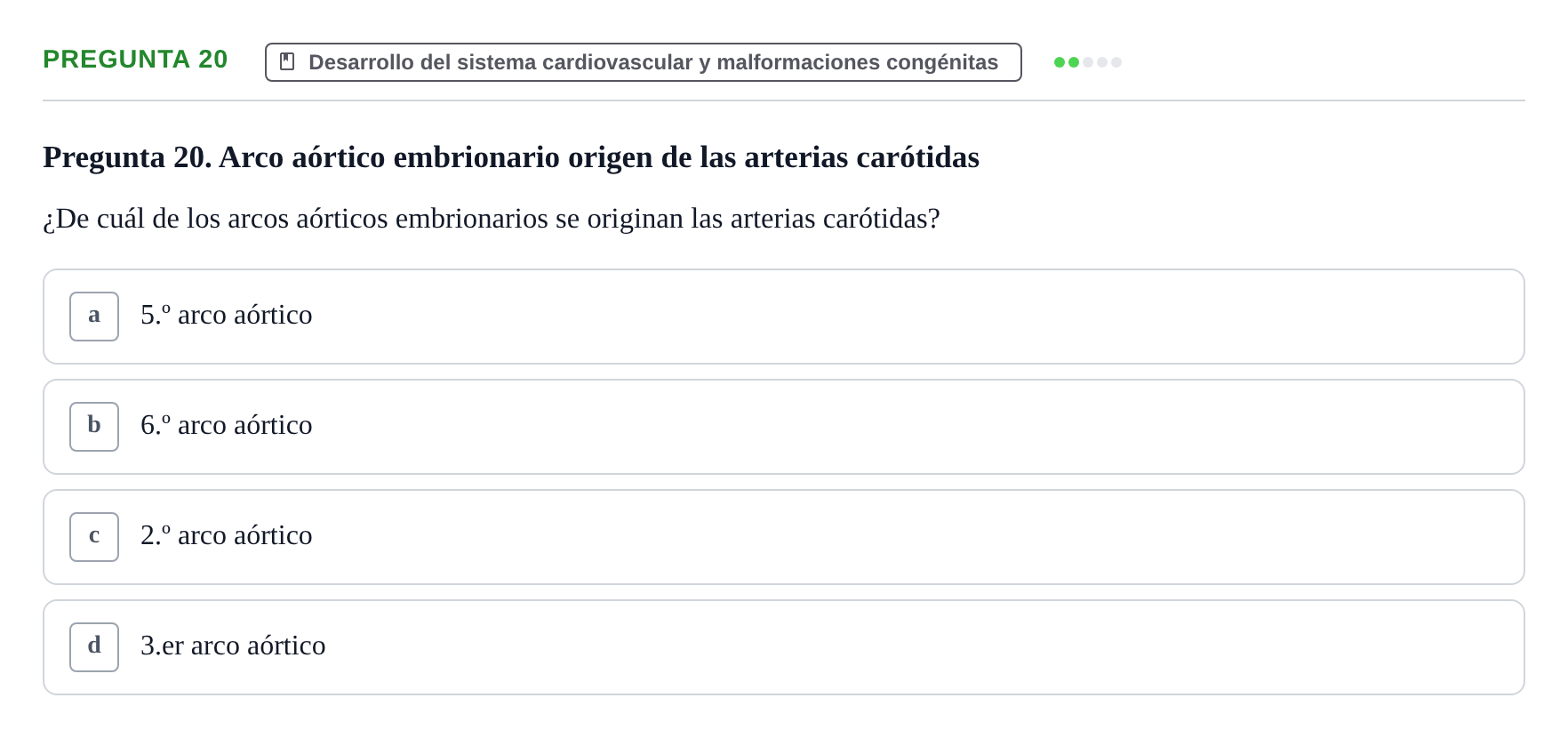 Enunciado: Pregunta 20 · Anatomia Humana: Cardiovascular, Cap i Coll UAB 2021