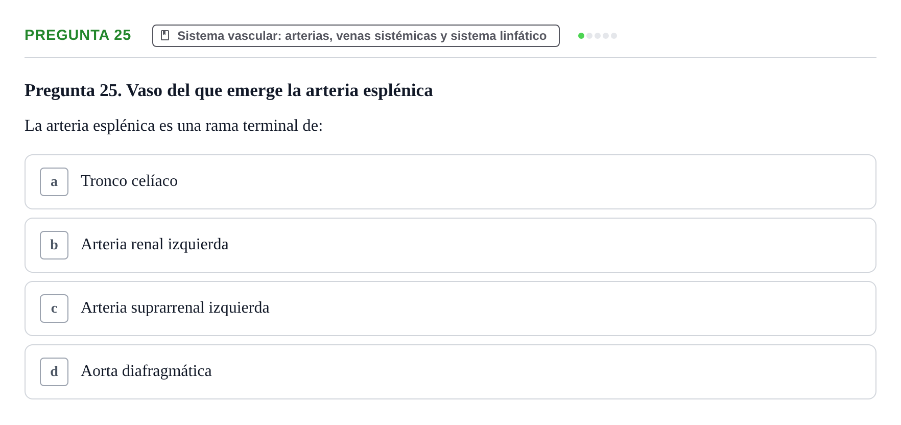 Enunciado: Pregunta 25 · Anatomia Humana: Cardiovascular, Cap i Coll UAB 2021