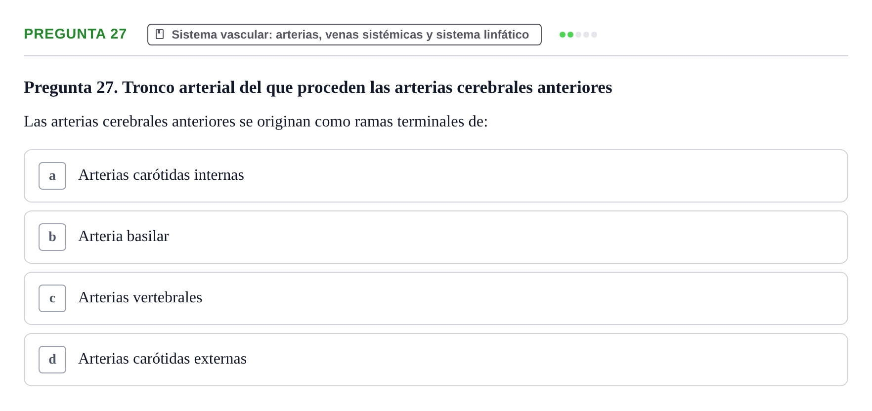 Enunciado: Pregunta 27 · Anatomia Humana: Cardiovascular, Cap i Coll UAB 2021