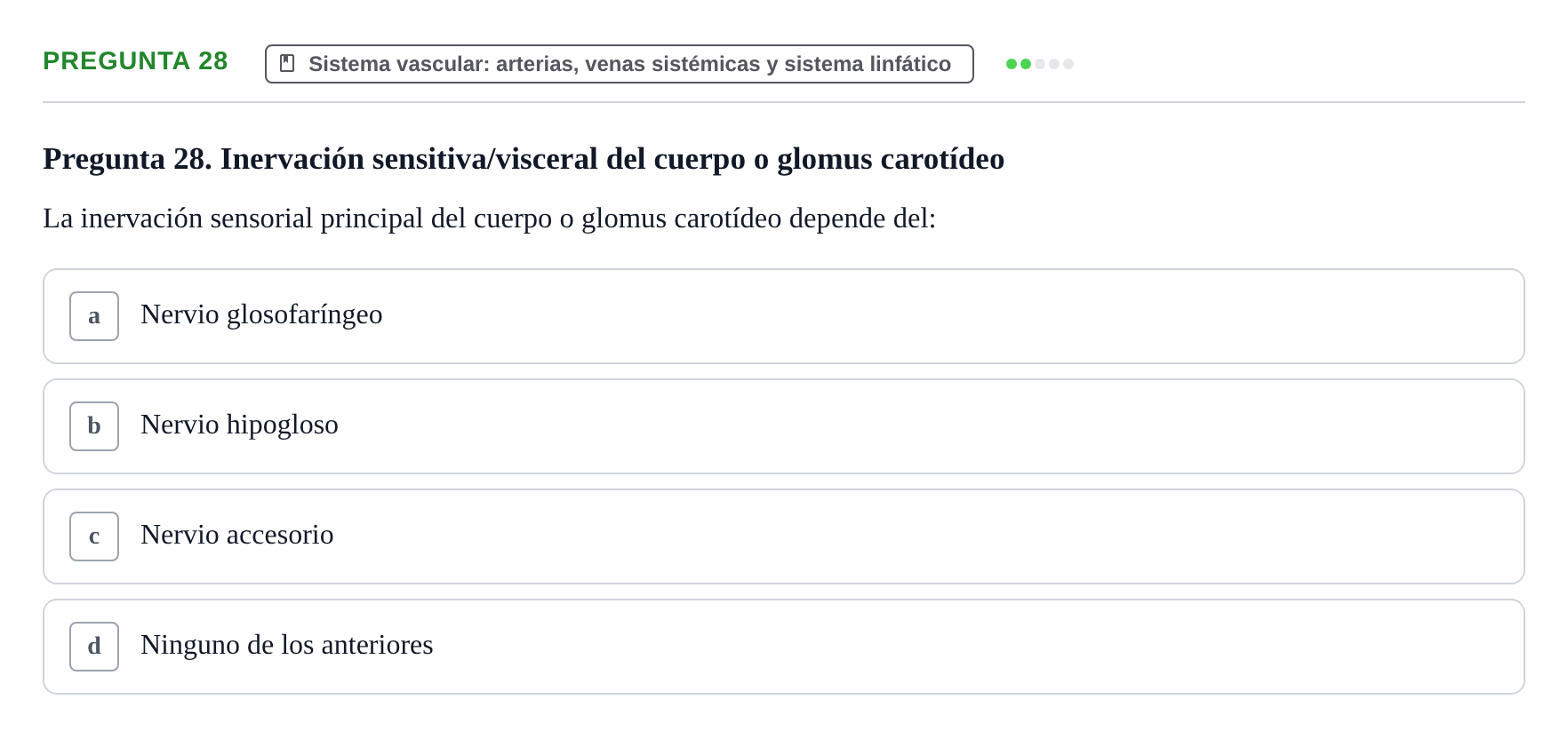 Enunciado: Pregunta 28 · Anatomia Humana: Cardiovascular, Cap i Coll UAB 2021