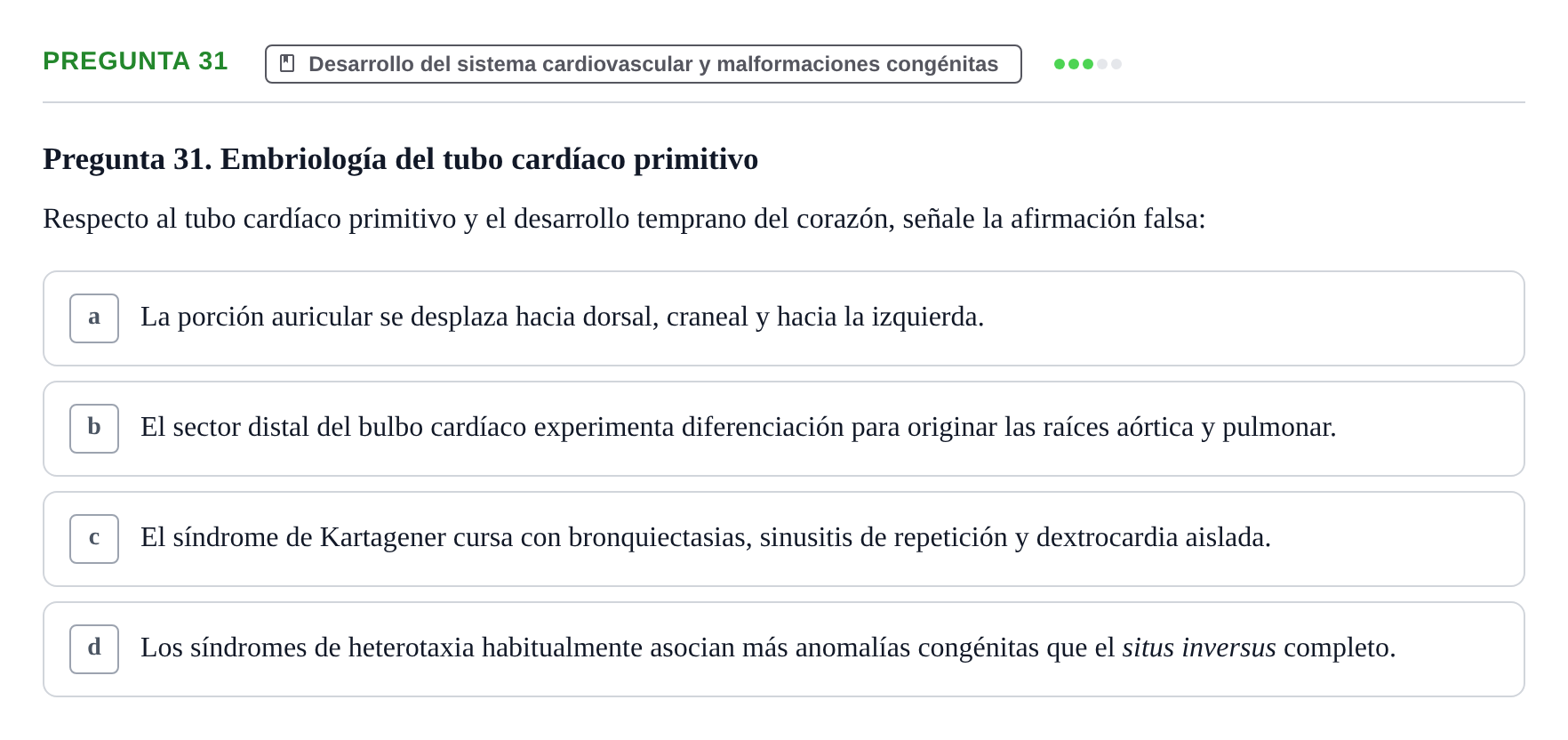 Enunciado: Pregunta 31 · Anatomia Humana: Cardiovascular, Cap i Coll UAB 2021
