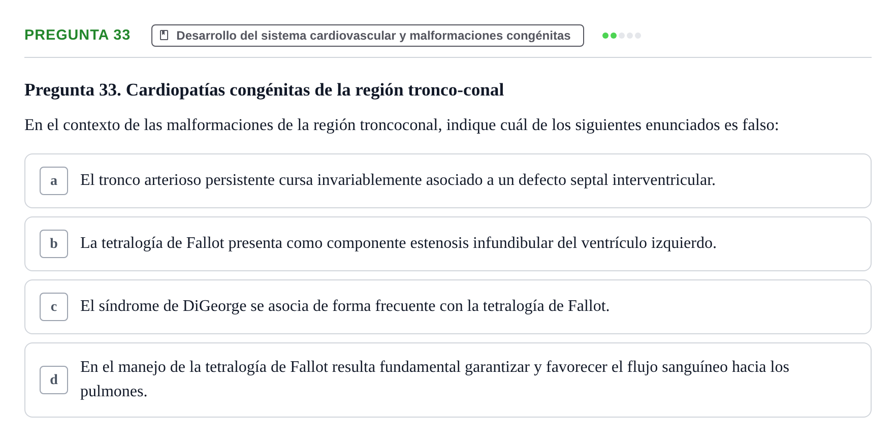 Enunciado: Pregunta 33 · Anatomia Humana: Cardiovascular, Cap i Coll UAB 2021