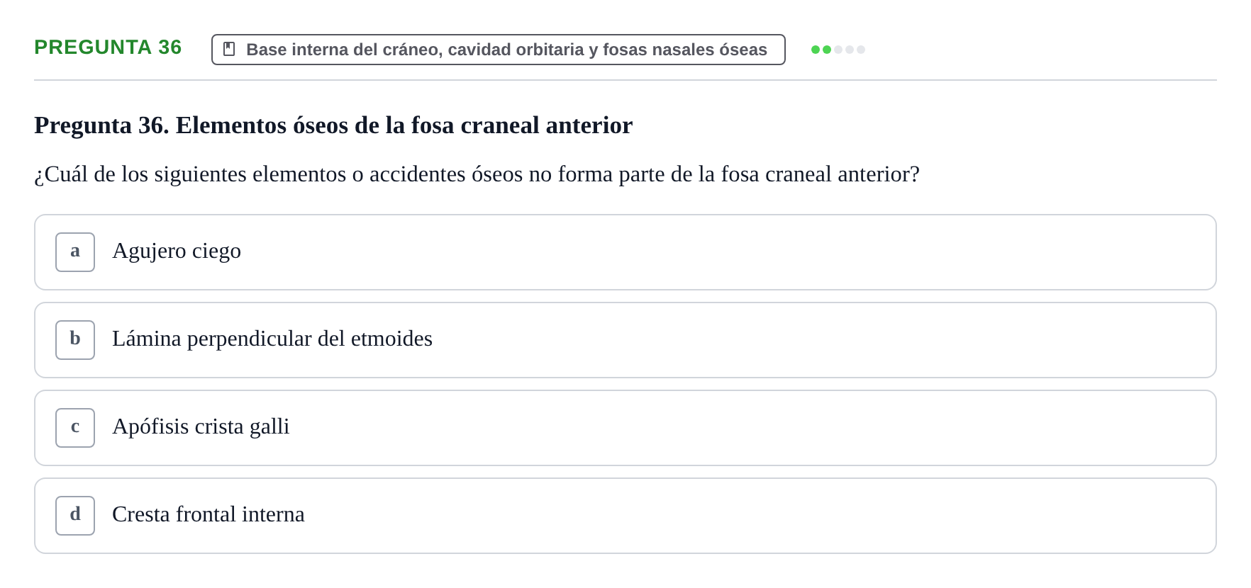 Enunciado: Pregunta 36 · Anatomia Humana: Cardiovascular, Cap i Coll UAB 2021