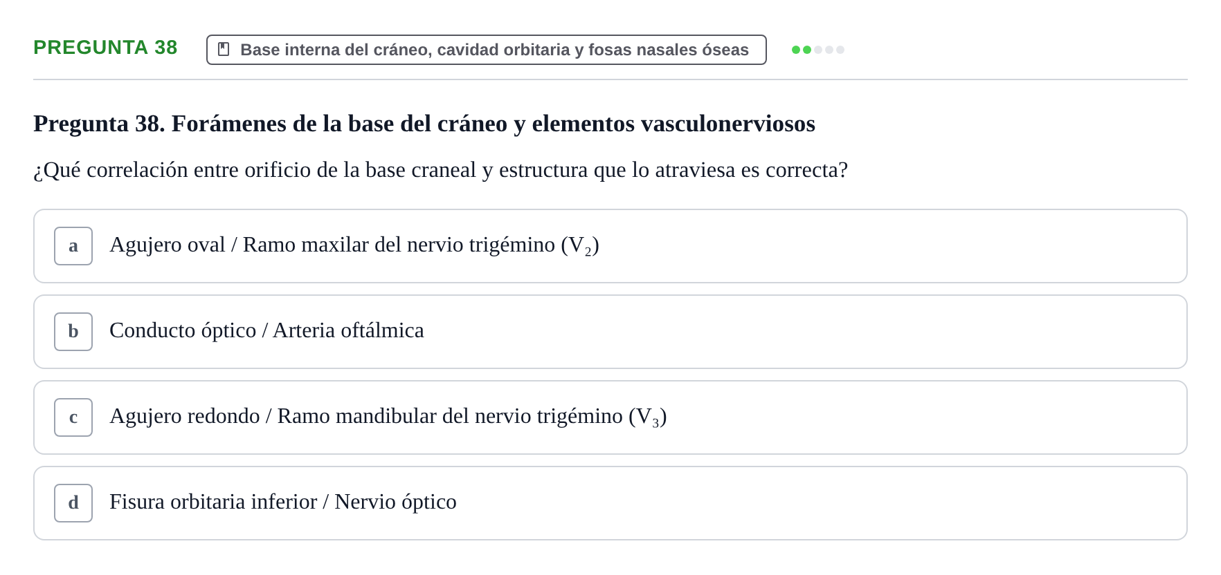 Enunciado: Pregunta 38 · Anatomia Humana: Cardiovascular, Cap i Coll UAB 2021