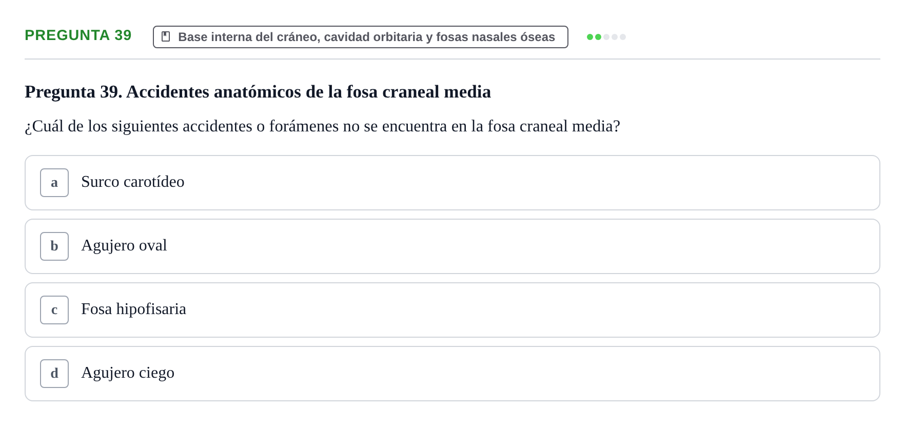 Enunciado: Pregunta 39 · Anatomia Humana: Cardiovascular, Cap i Coll UAB 2021