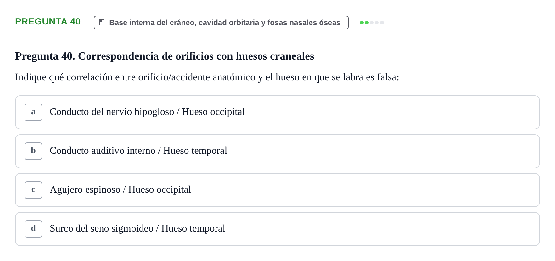 Enunciado: Pregunta 40 · Anatomia Humana: Cardiovascular, Cap i Coll UAB 2021