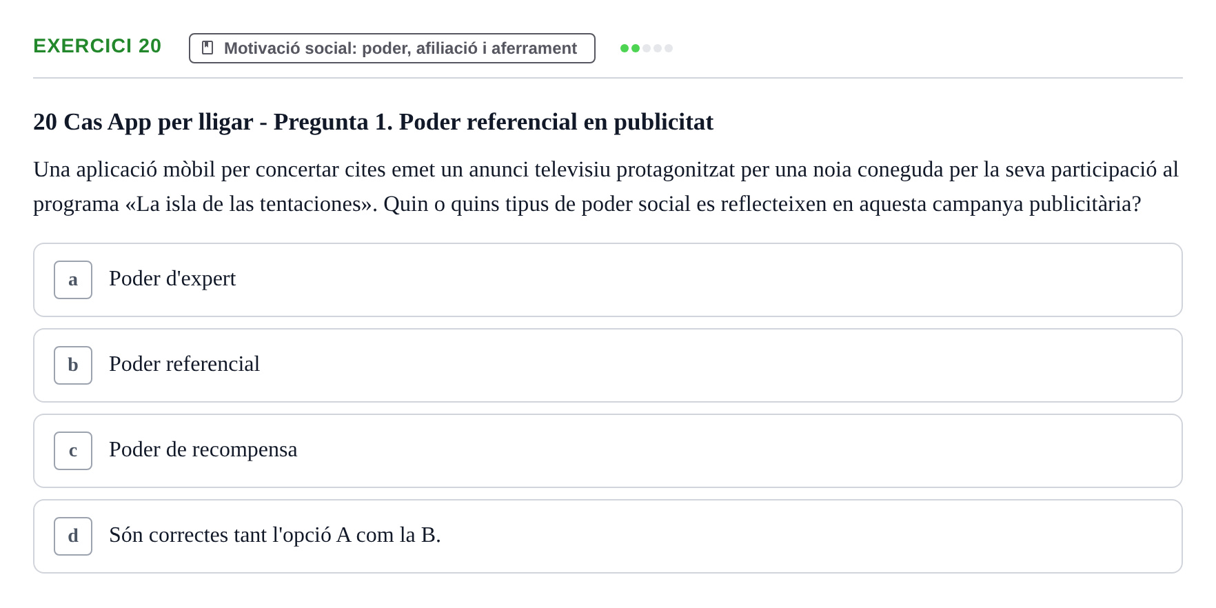 Enunciado: Problema 20 · Procesos Psicológicos: Motivación y Emoción UAB Prova de Síntesi: Motivació (Avaluació Continuada EV2)