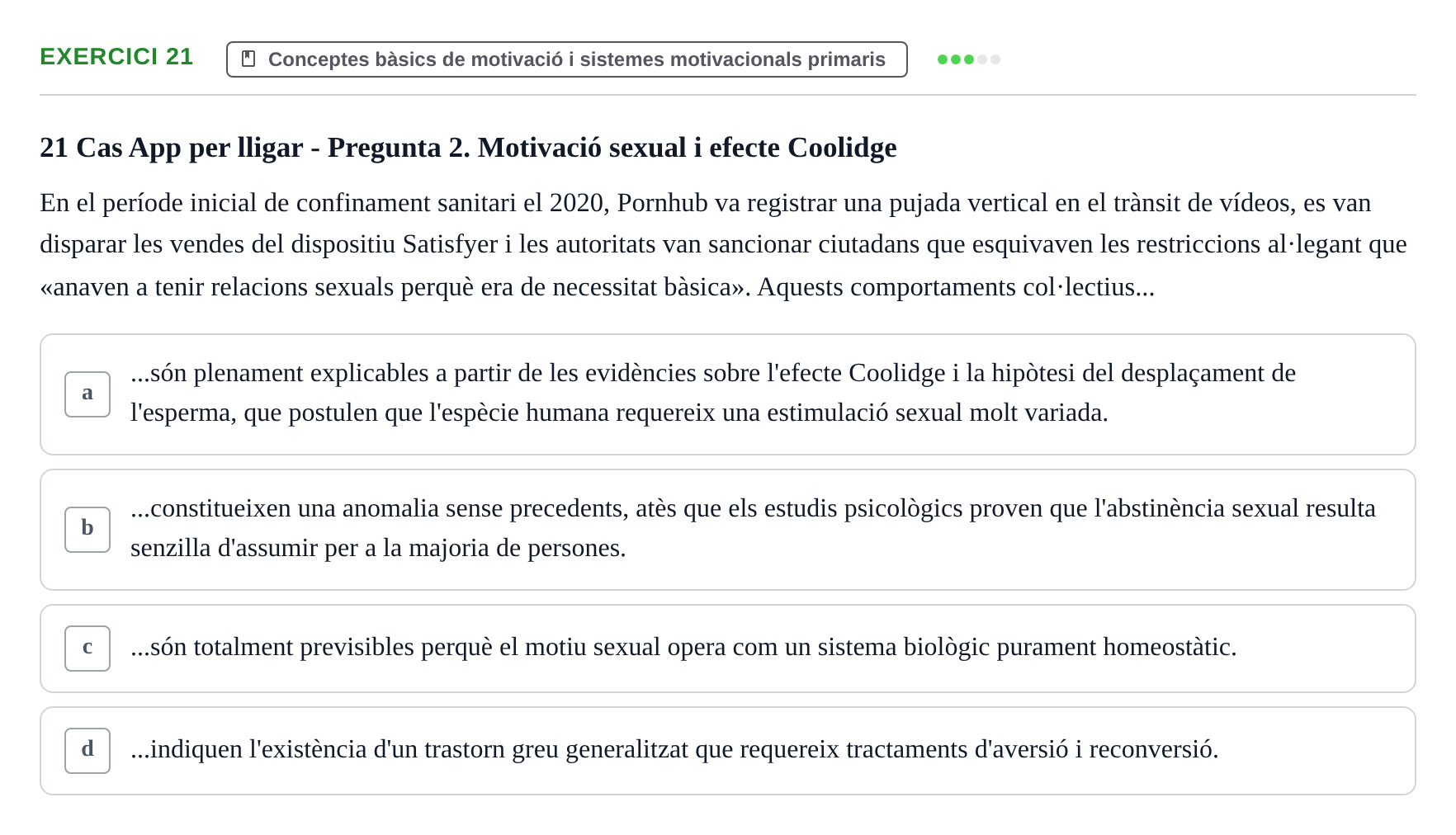 Enunciado: Problema 21 · Procesos Psicológicos: Motivación y Emoción UAB Prova de Síntesi: Motivació (Avaluació Continuada EV2)