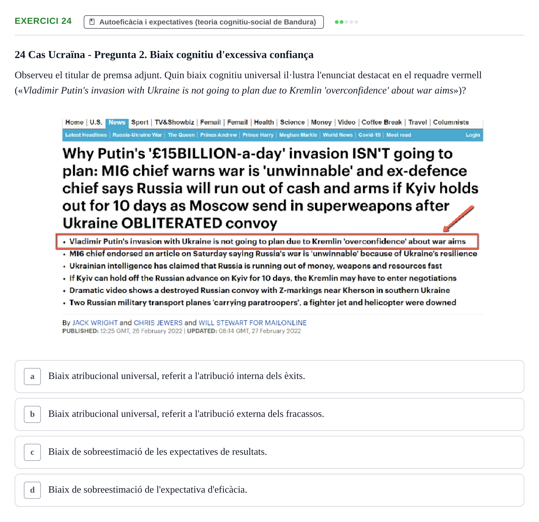 Enunciado: Problema 24 · Procesos Psicológicos: Motivación y Emoción UAB Prova de Síntesi: Motivació (Avaluació Continuada EV2)