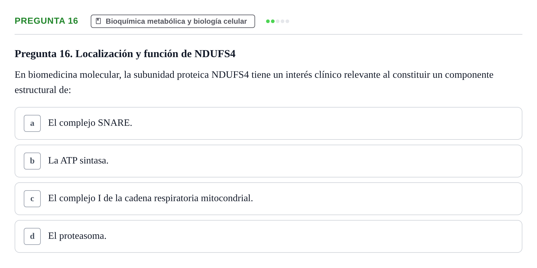 Enunciado: Pregunta 16