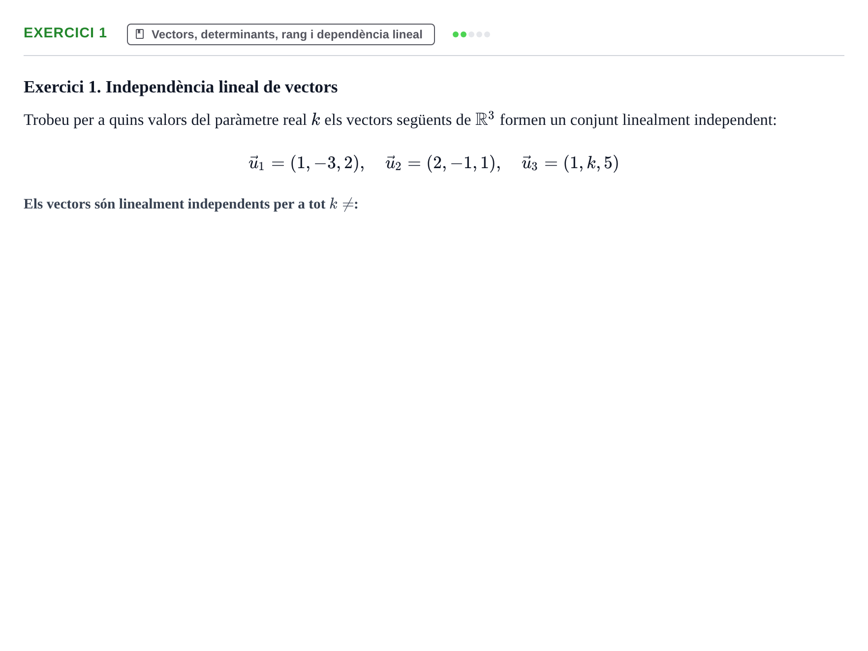 Enunciado: Exercici 1 · Matemáticas Empresariales UDL Avaluació Continuada. Temes 5 i 6: Vectors i matrius