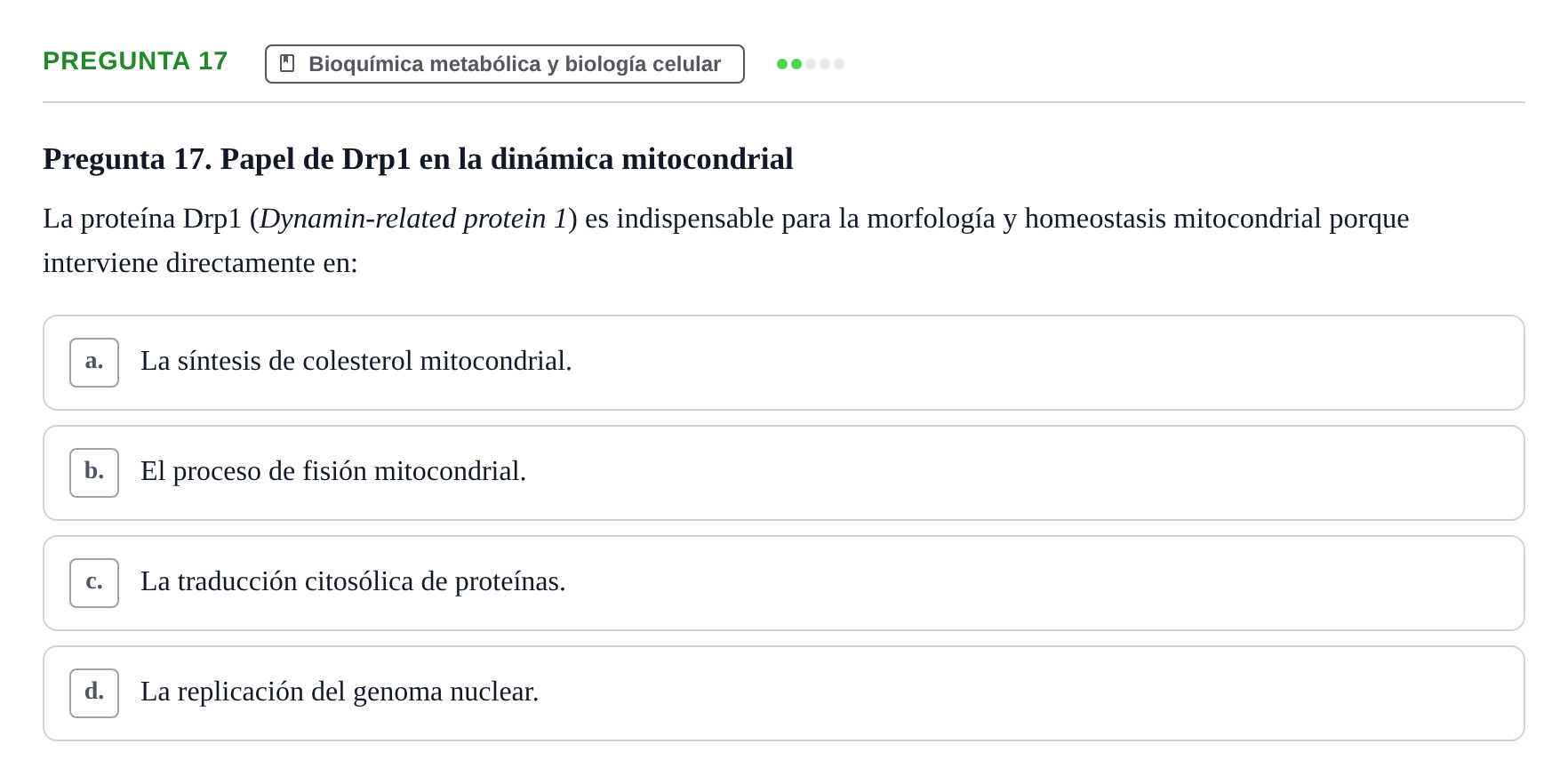 Enunciado: Pregunta 17