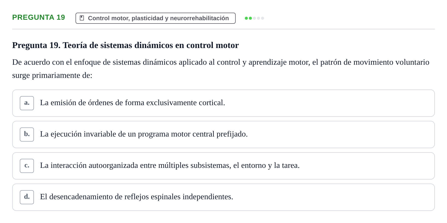 Enunciado: Pregunta 19