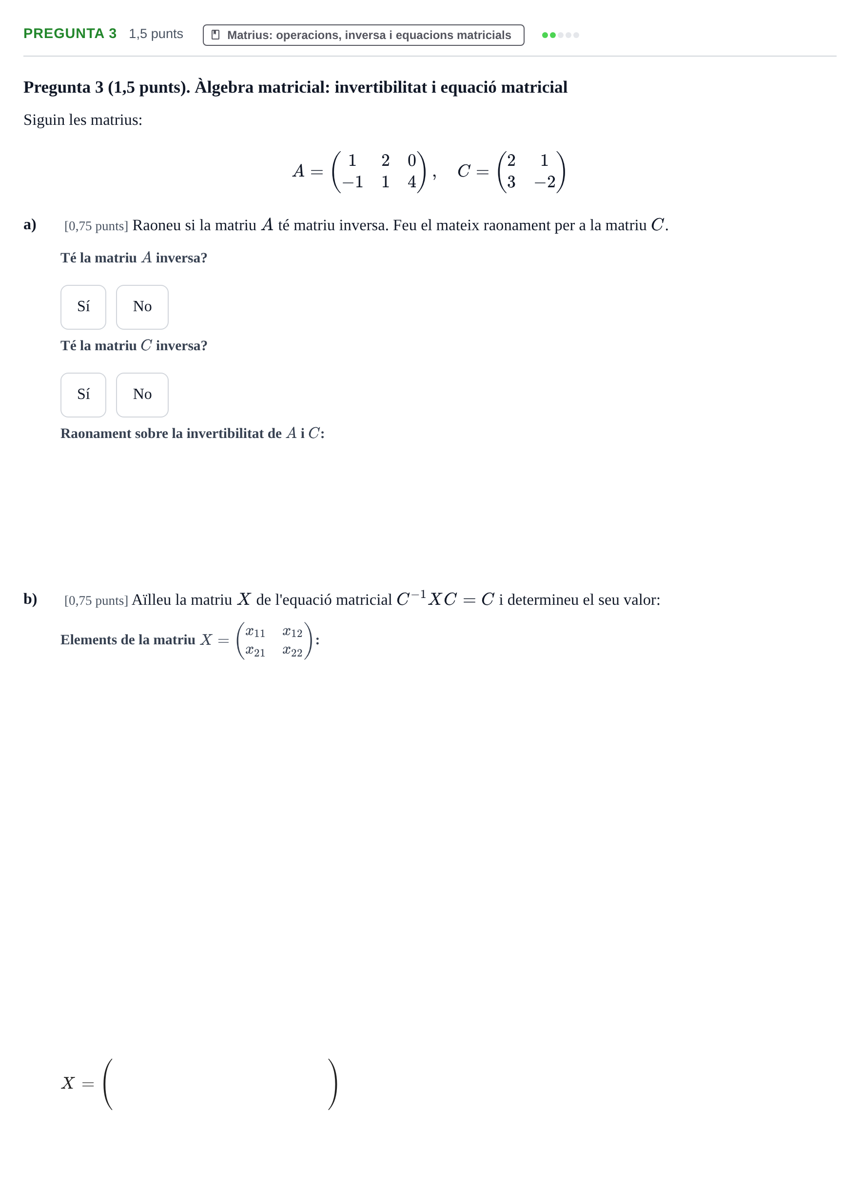 Enunciado: Pregunta 3 · Matemáticas Empresariales UDL 2016