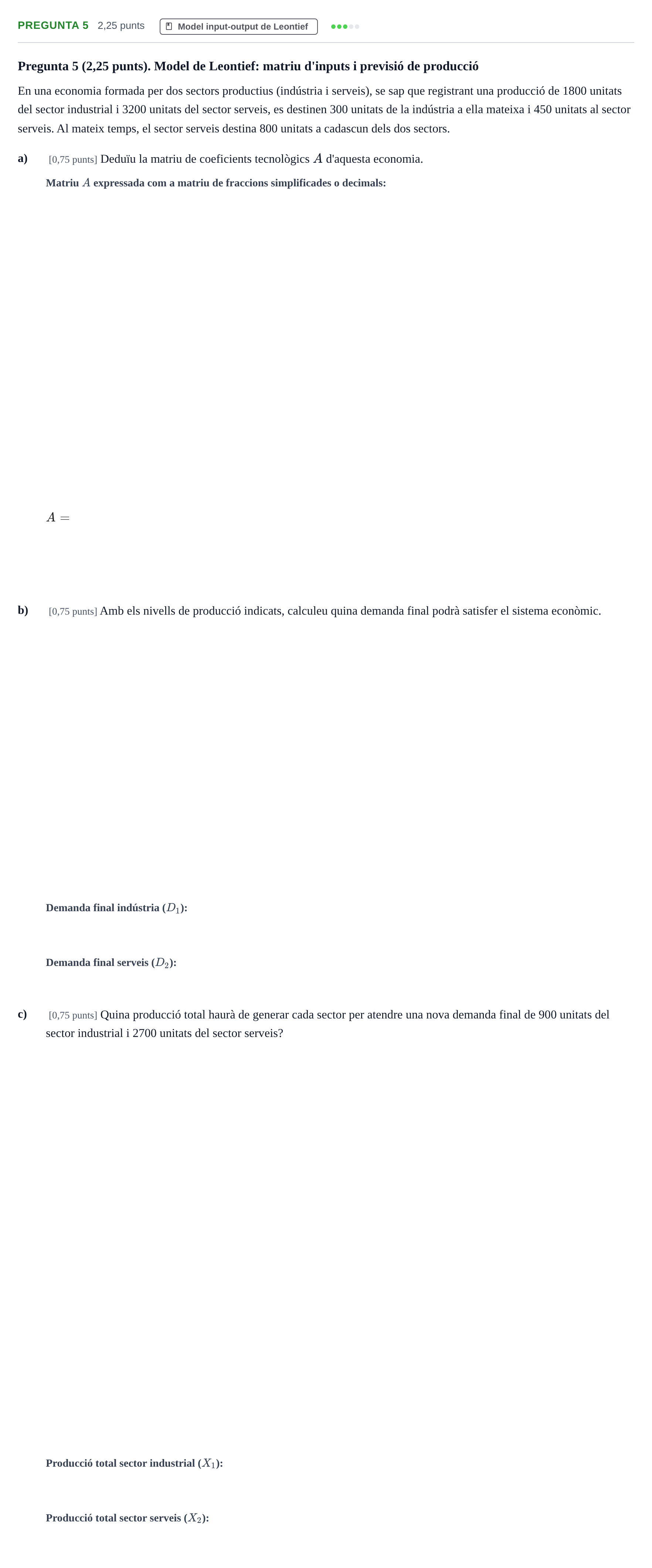 Enunciado: Pregunta 5 · Matemáticas Empresariales UDL 2016