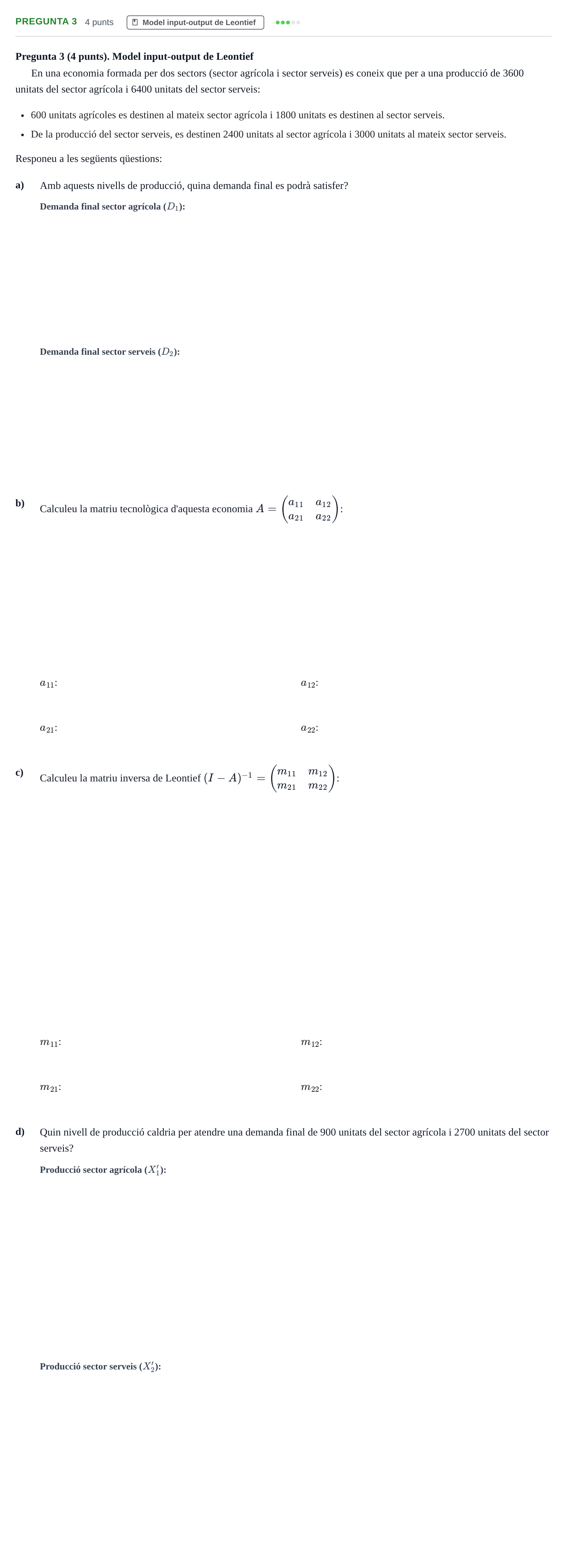 Enunciado: Pregunta 3 · Matemáticas Empresariales UDL 2014