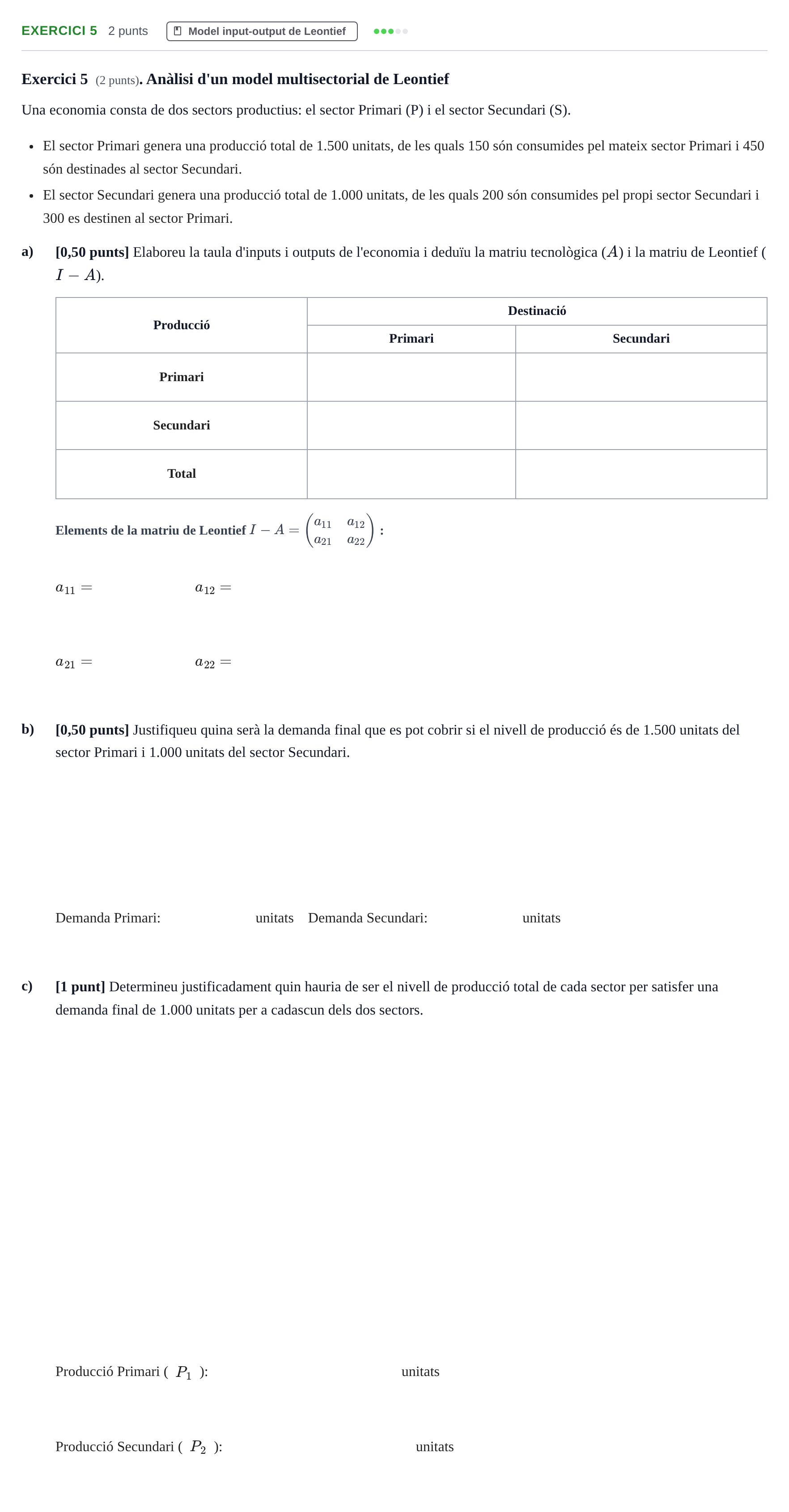 Enunciado: Exercici 5 · Matemáticas Empresariales UDL 2018