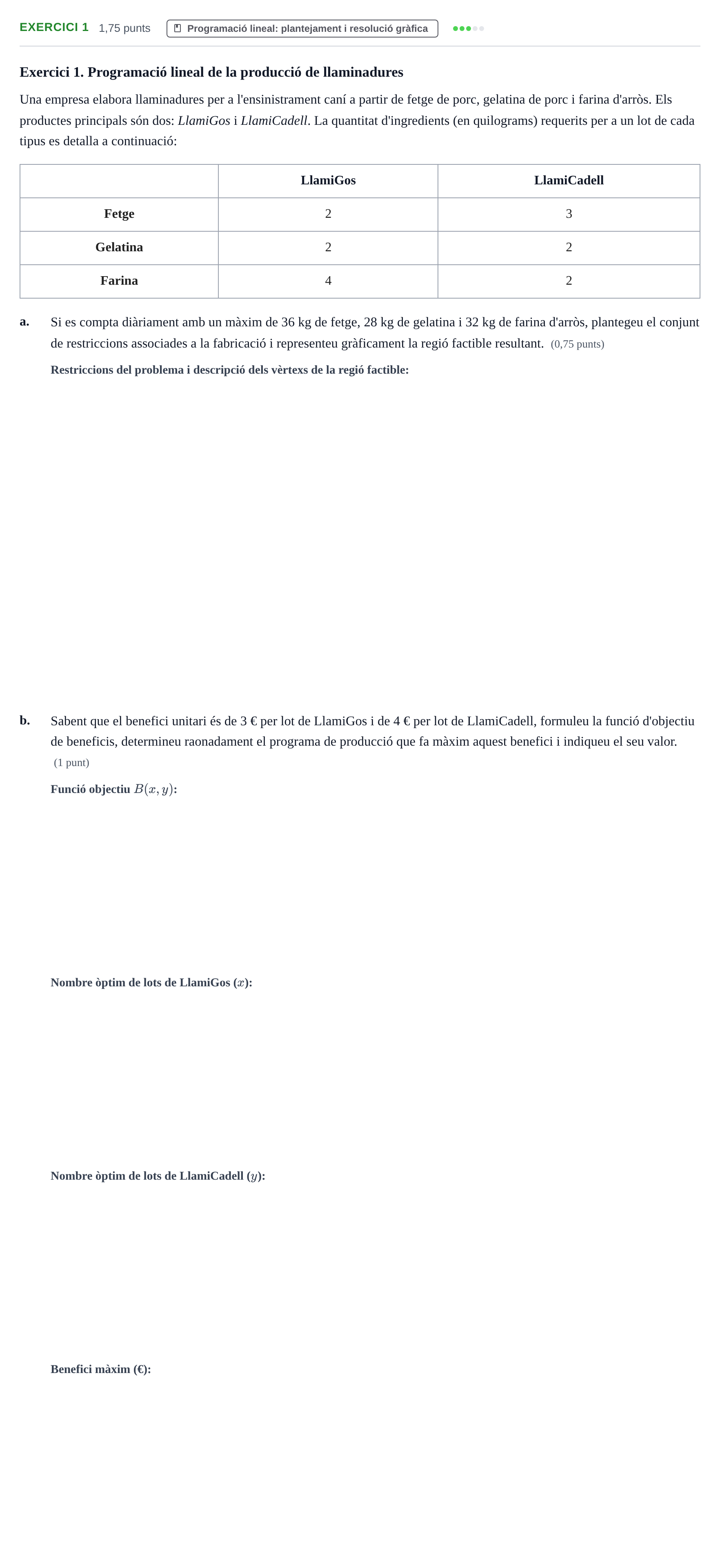 Enunciado: Ejercicio 1 - Programació lineal: plantejament i resolució… · Matemáticas Empresariales UDL 2017