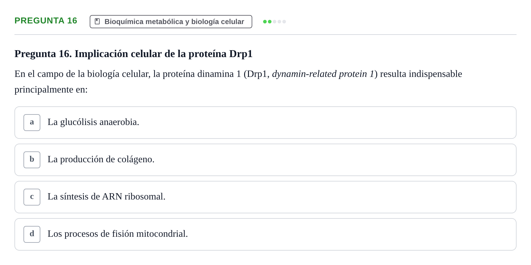 Enunciado: Pregunta 16