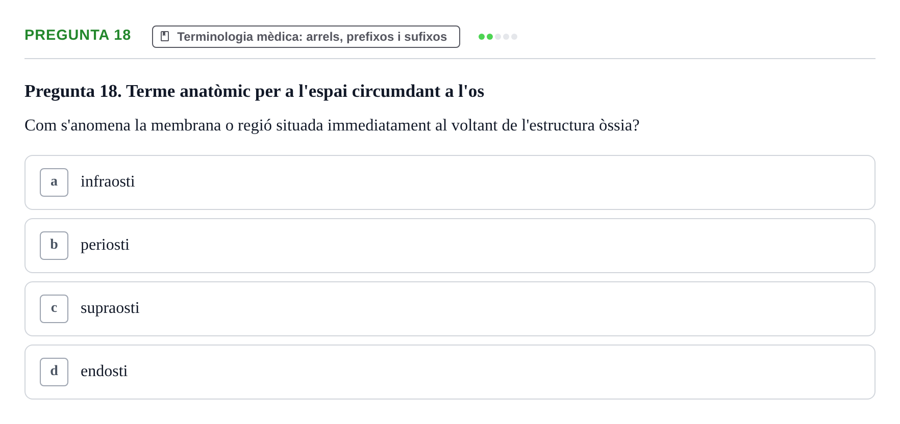 Enunciado: Pregunta 18 · Introducció a les Ciències de la Salut UAB Exemples