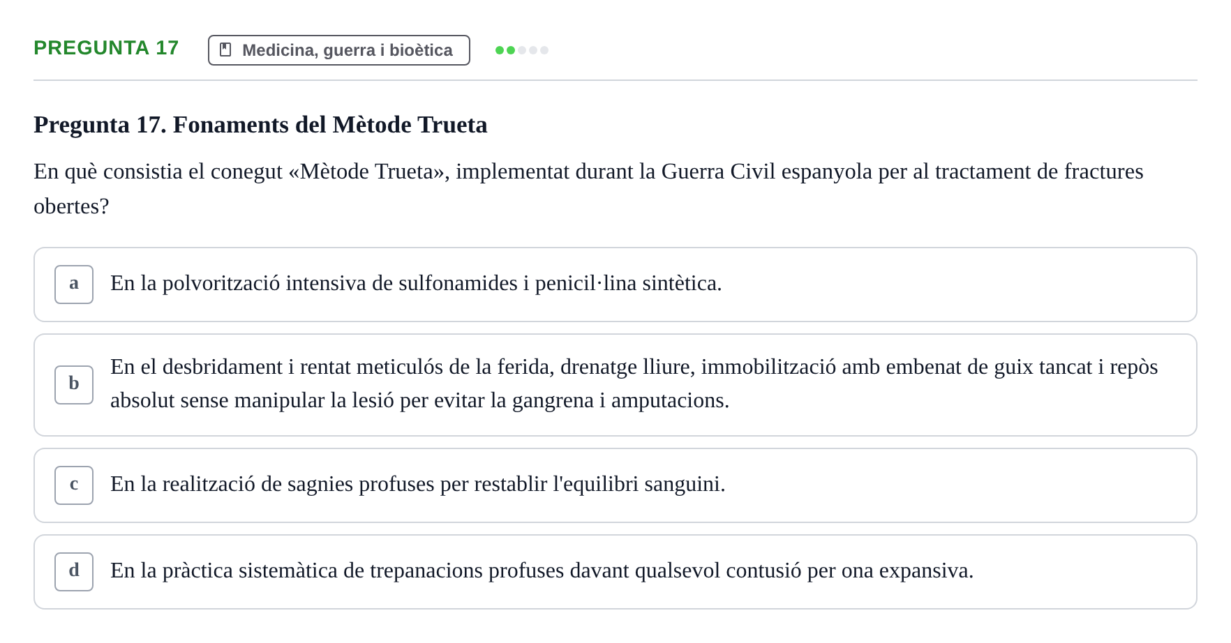 Enunciado: Pregunta 17 · Introducció a les Ciències de la Salut UAB Exemples 2025