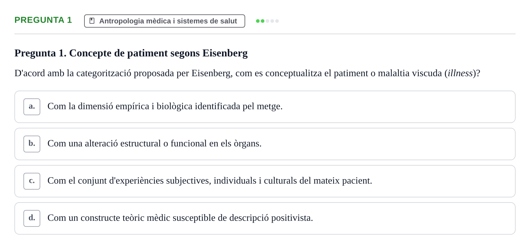 Enunciado: Pregunta 1 · Introducció a les Ciències de la Salut UAB Exemples 2025