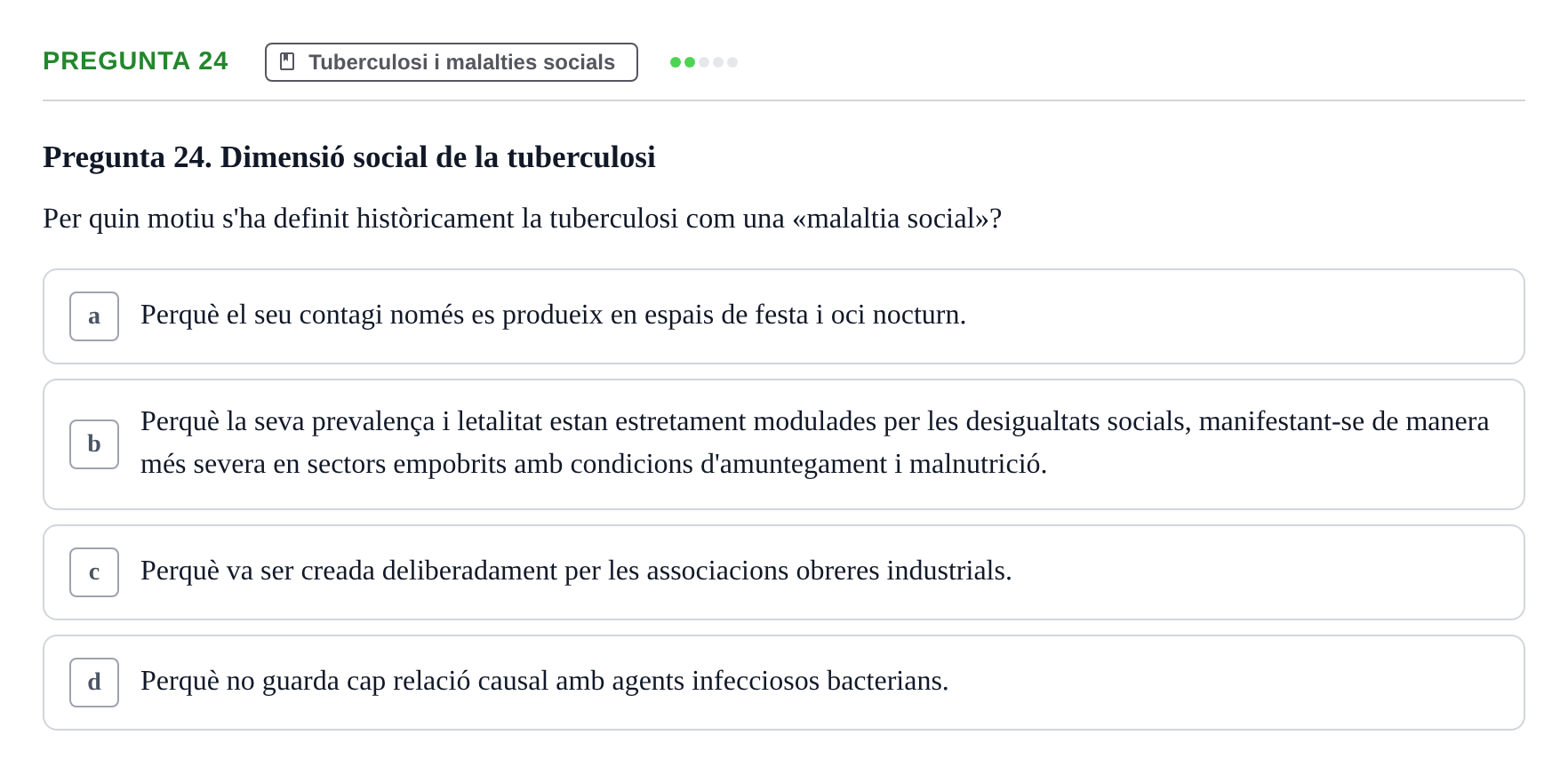 Enunciado: Pregunta 24 · Introducció a les Ciències de la Salut UAB Exemples 2025